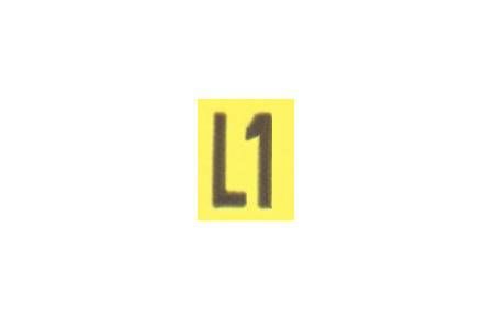 sticker L1 9x13mm geel/zwart